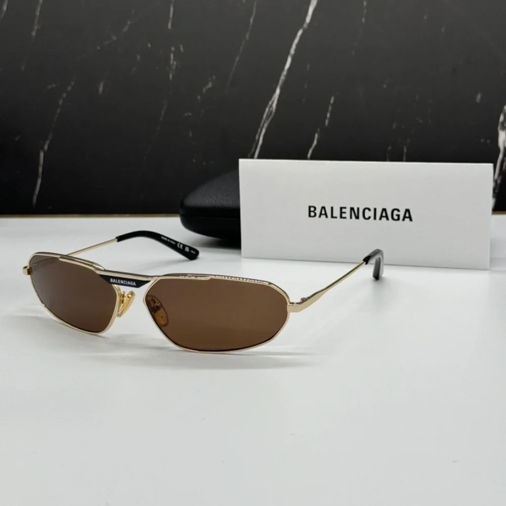 NEW BALENCIAGA BB0245S 003 UNISEX SUNGLASSES BB 0245S GOLD METAL OVAL EYEWEAR